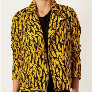 Topshop Moto Graphic Banana Motorcycle Jacket US 6